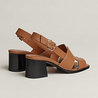 セール【HERMES】Sandali Elbe 60 BNIB Hermes Woman Elbe 60 Sandals Calfskin Marron Glaise PHW
